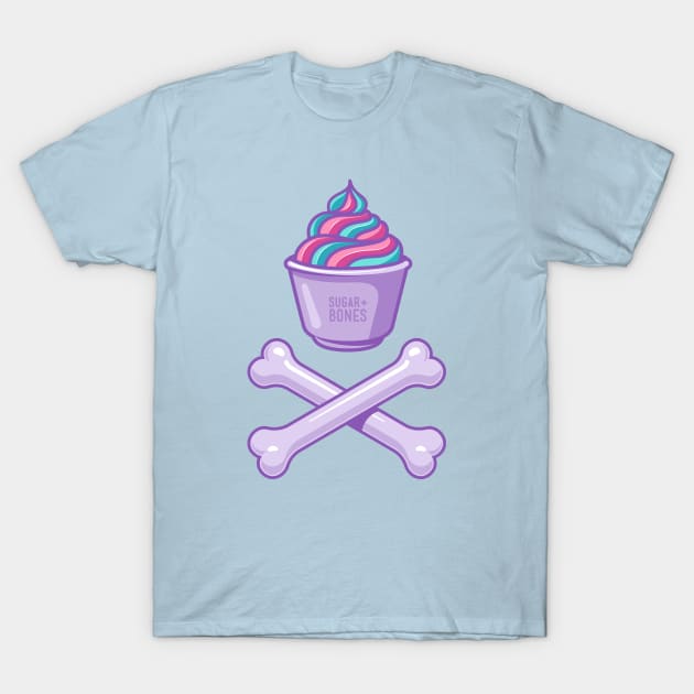 Ice cream and bones on light colours T-Shirt by Sugar & Bones